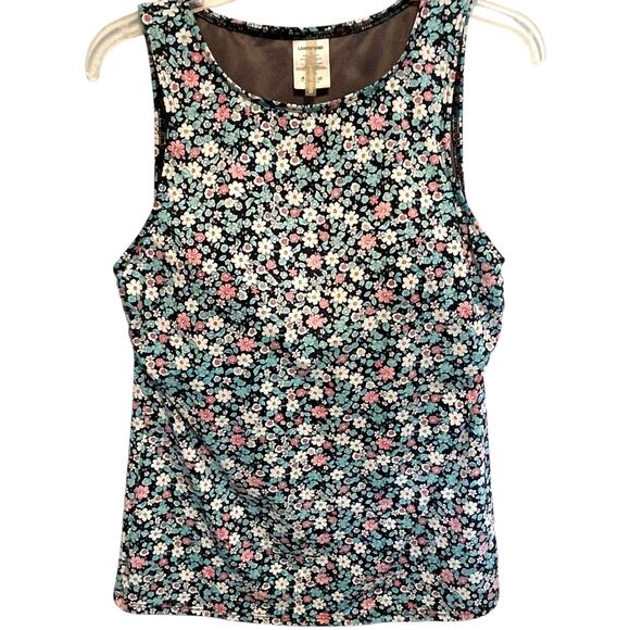 Lands' End Floral Tankini Top Womens Sz 10L Multicolor Built In Bra Swim 10 Long - Picture 1 of 7